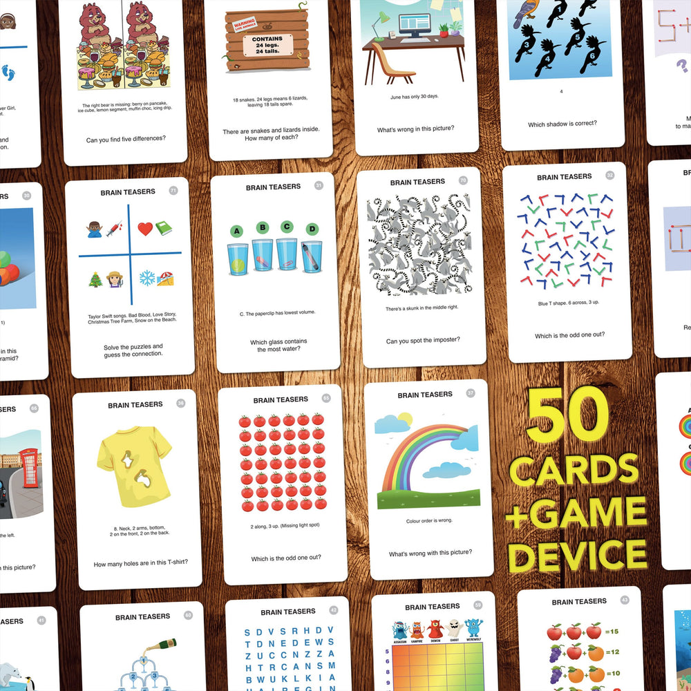 100 PICS Brain Teasers four doors puzzle card with reveal mechanism