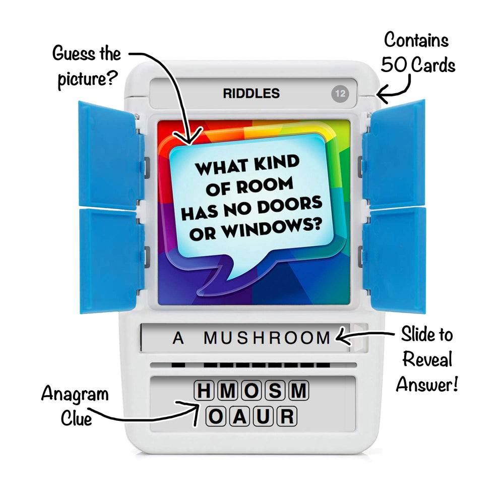 Slide reveal panel from 100 PICS Riddles Travel Game showcasing quick answers during travel
