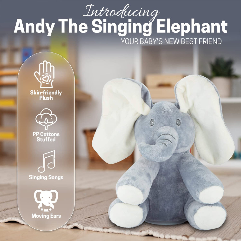 13MARCH Andy the Elephant musical toy calms baby during quiet time