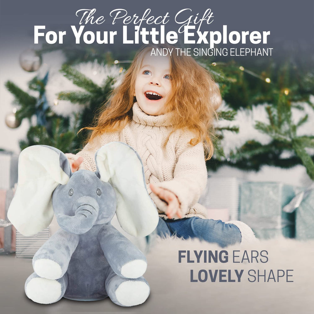 Andy the Elephant plush adds nursery decor charm with gentle melodies