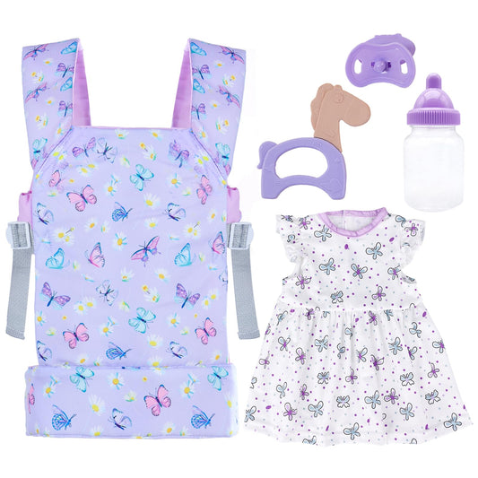18INDC Baby Doll Carrier Purple: comfortable front-carry for dolls up to 22 inches.