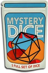 1985 Games Mystery Dice set of seven polyhedral dice with vibrant patterns for RPG sessions.