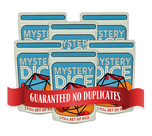 1985 Games Mystery Dice seven polyhedral set enhances RPG sessions with varied outcomes.