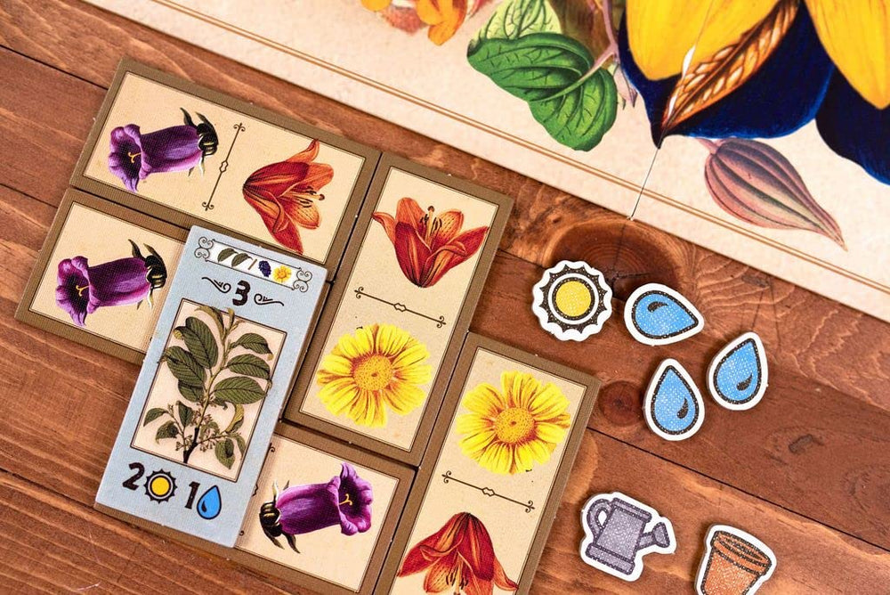 Players enjoy Gartenbau during a cozy game night with friends