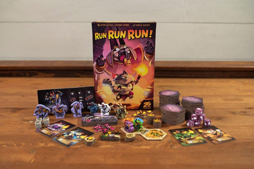 25th Century Games Run Run Run torch-tokens on the board evoke countdown tension