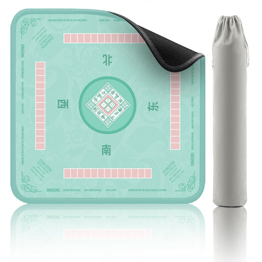 2F22E Mahjong Mat in cyan laid flat, ideal for mahjong and board game sessions.