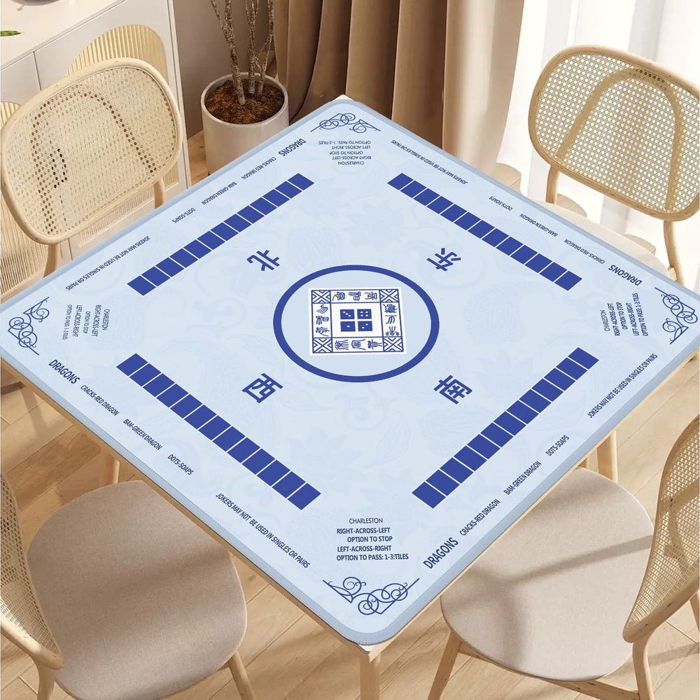 2F22E Mahjong Mat sky blue durable polyester construction with sealed edges.