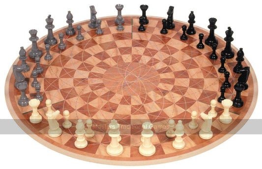 3 Man Chess board assembly: durable round board ready for three-player games