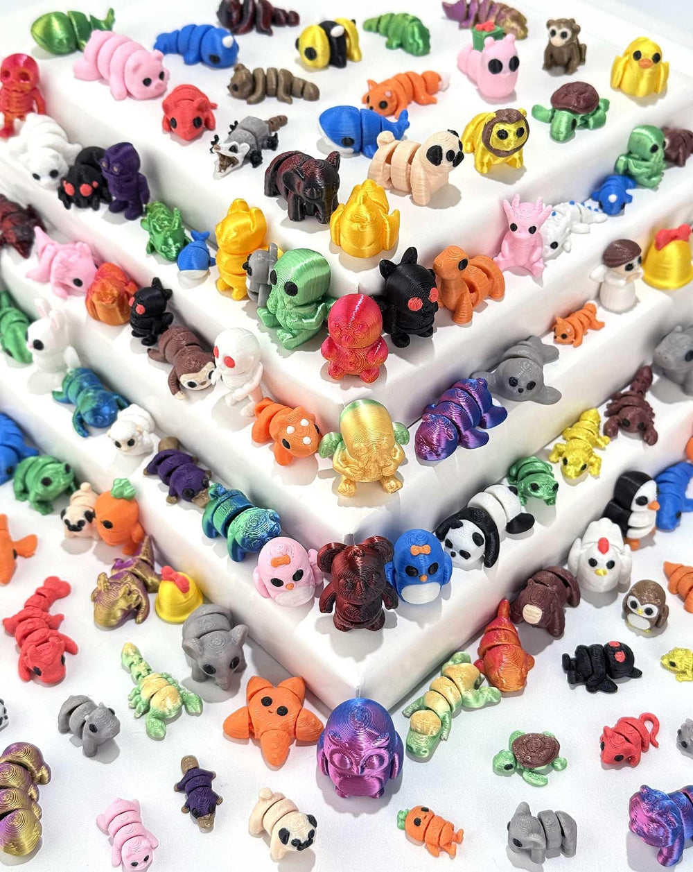 3D printed animals random figures pack 07 compact and portable for travel play and display.