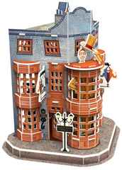 4D Build Diagon Alley diorama parts assembled into a multi-storefront scene