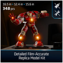 4D Build Hulkbuster shows five LED lights illuminating the finished model