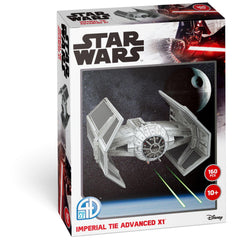4D Build TIE Advanced X1 top view highlights detailed design for display or collection.