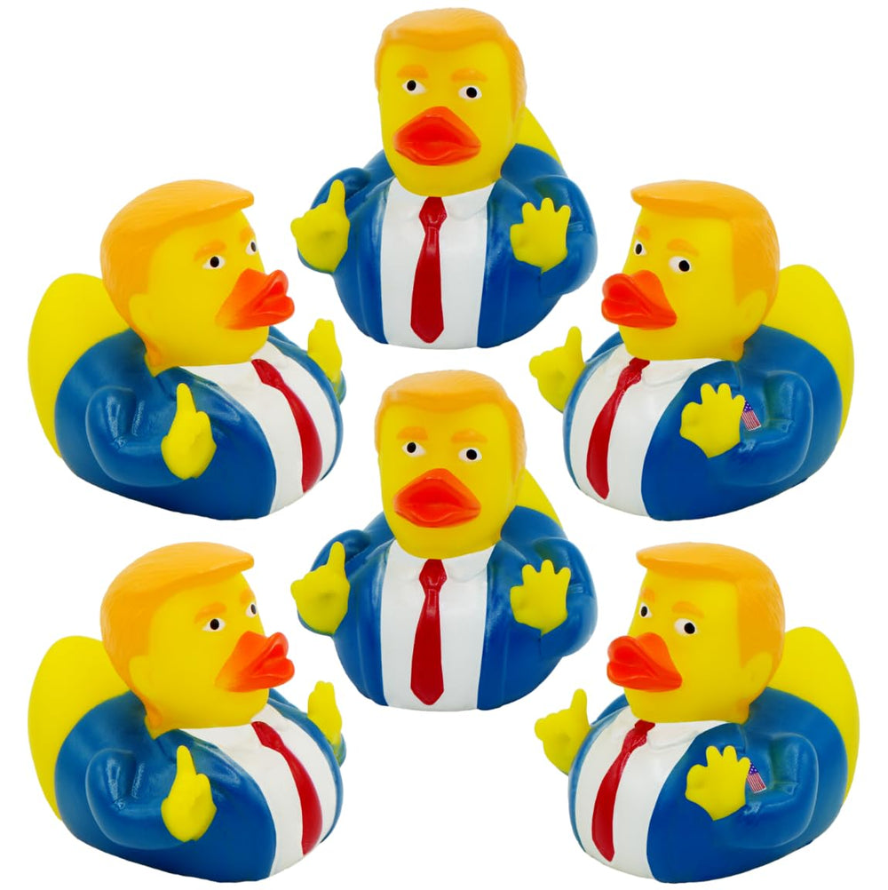 4E's Novelty 6 President Rubber Ducks Bulk compact 2.3 inch fun for desks and dashboards