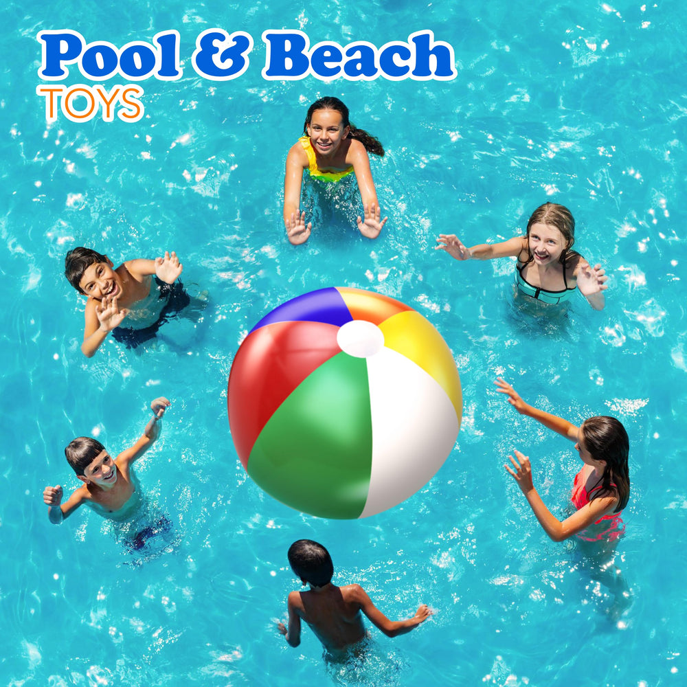 4E's Novelty 20in rainbow beach ball on the beach for sand play