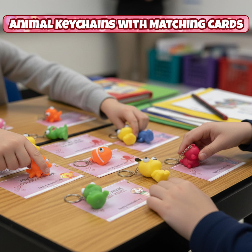 Colorful valentines card set for kids featuring pop out eyes on a card
