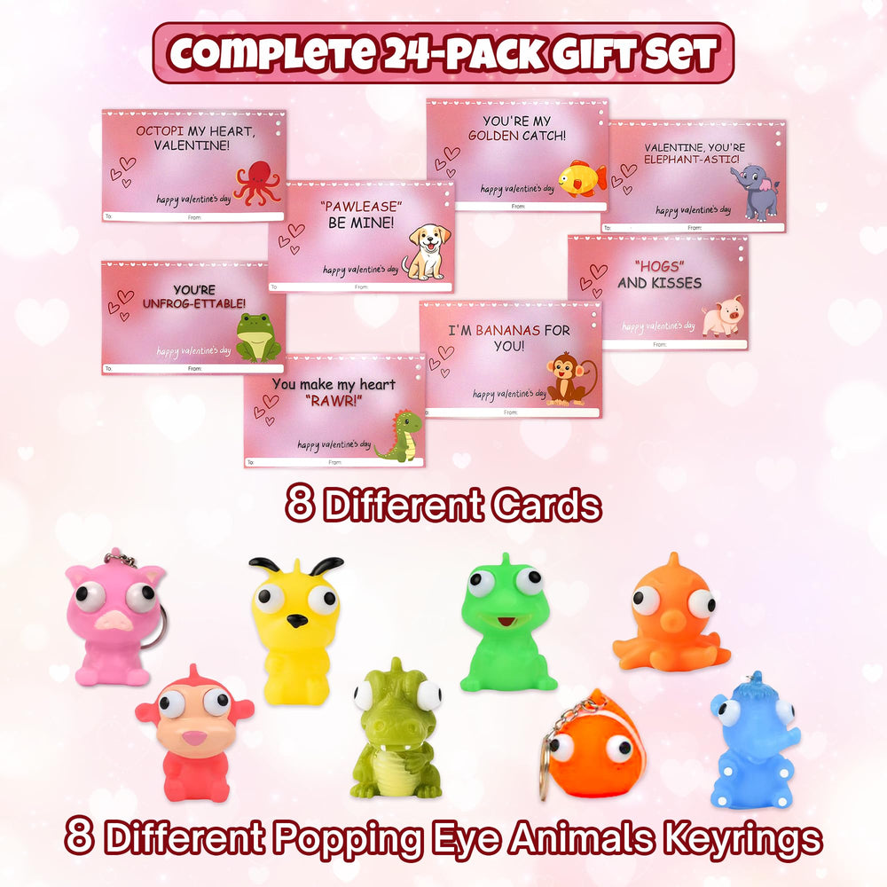 Squeeze toy keychain on valentine card perfect for school exchanges