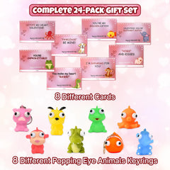 Squeeze toy keychain on valentine card perfect for school exchanges