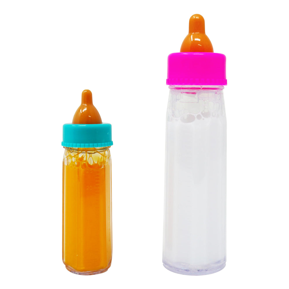 4E's Novelty milk bottle two-pack with disappearing liquid for dolls.