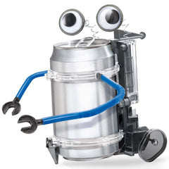4M Tin Can Robot Kit in action, walking robot for imaginative play.