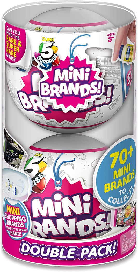 5 Surprise Mini Brands 2-pack Series 1 gold tube packaging offers premium unboxing appeal.
