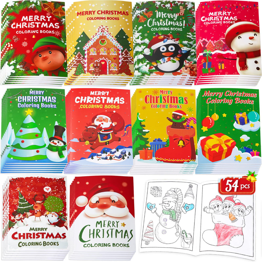 90shine 54-piece Christmas coloring books bundle for kids, ideal stocking stuffers