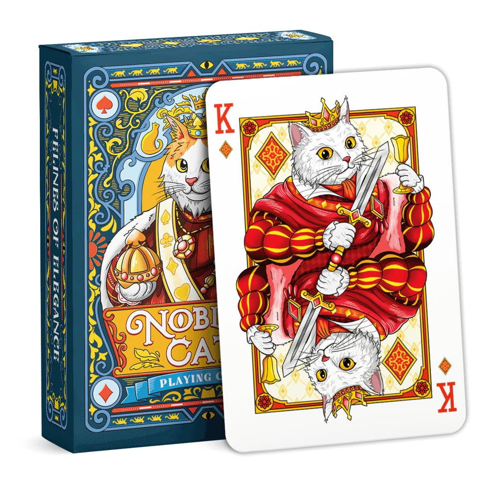 99FOX Noblific cats playing cards deck close-up with cat-themed illustrations for social game nights