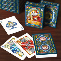 Close-up of 99FOX Noblific cats playing cards with linen finish for smooth shuffles