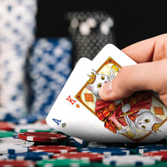 Water-resistant finish protects cards during lively play and storage