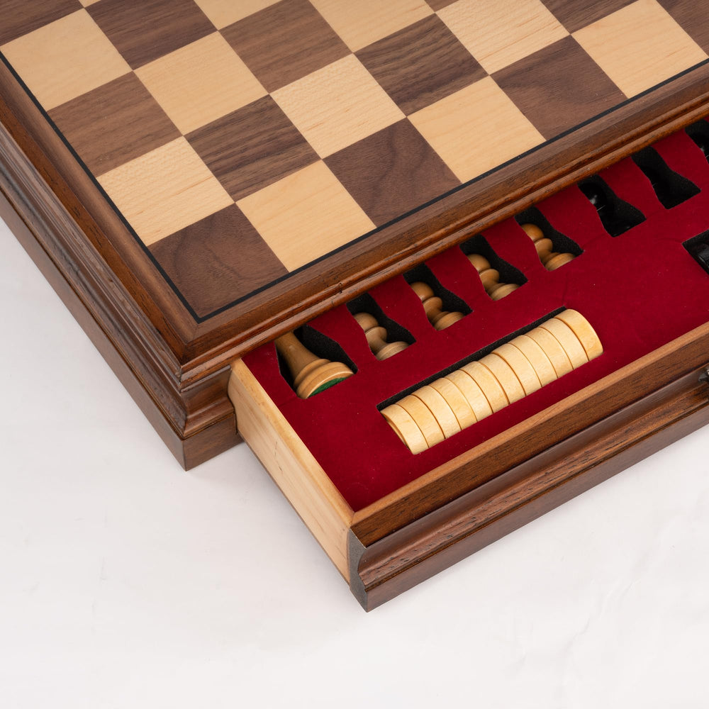 A&A 2-in-1 chess and checkers board increases versatility.