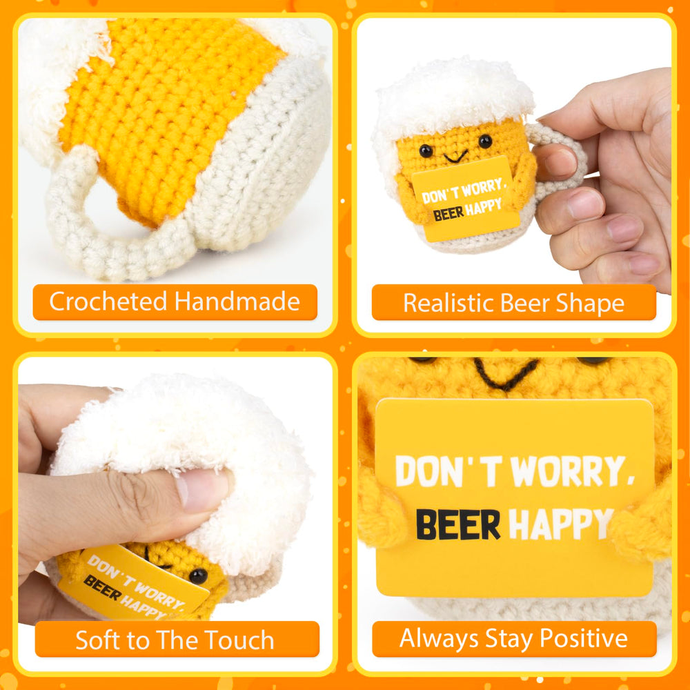 A AIFAMY emotional beer crochet with positive card is a thoughtful pick-me-up