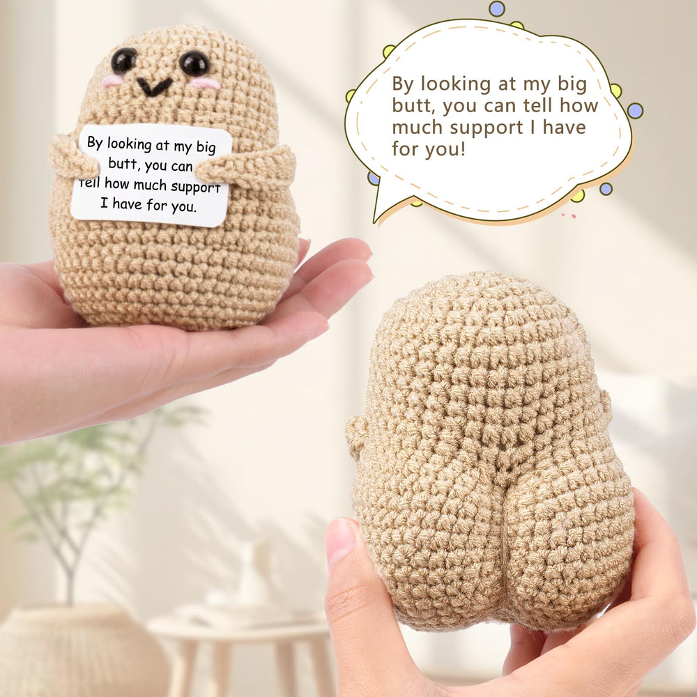 A AIFAMY potato with positivity card is a cheerful desk companion.