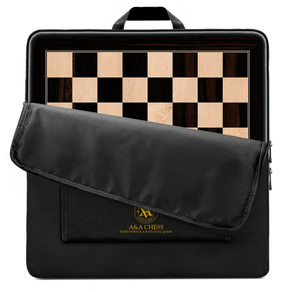 A&A 18-875 professional wooden chess board for tournament play with a smooth surface