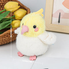 ABEARCAR Cockatiel plush face closeup, detailed fur and lifelike features for play.