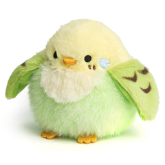 ABEARCAR parakeet plush face detail shows lifelike fur and color.