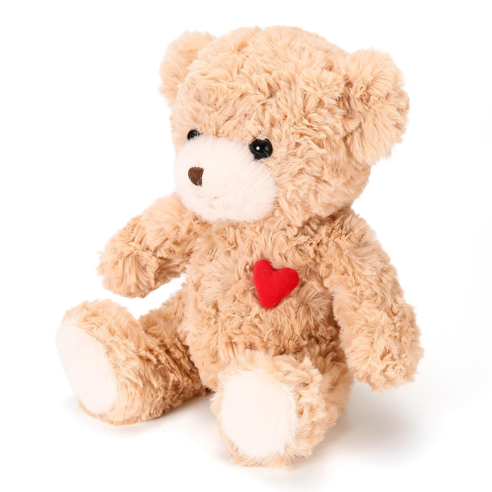 ABEARCAR Red Heart Teddy Bear fabric texture close-up reveals ultra-soft plush