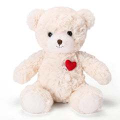 ABEARCAR Red Heart Teddy Bear full view, plush and gift-ready.