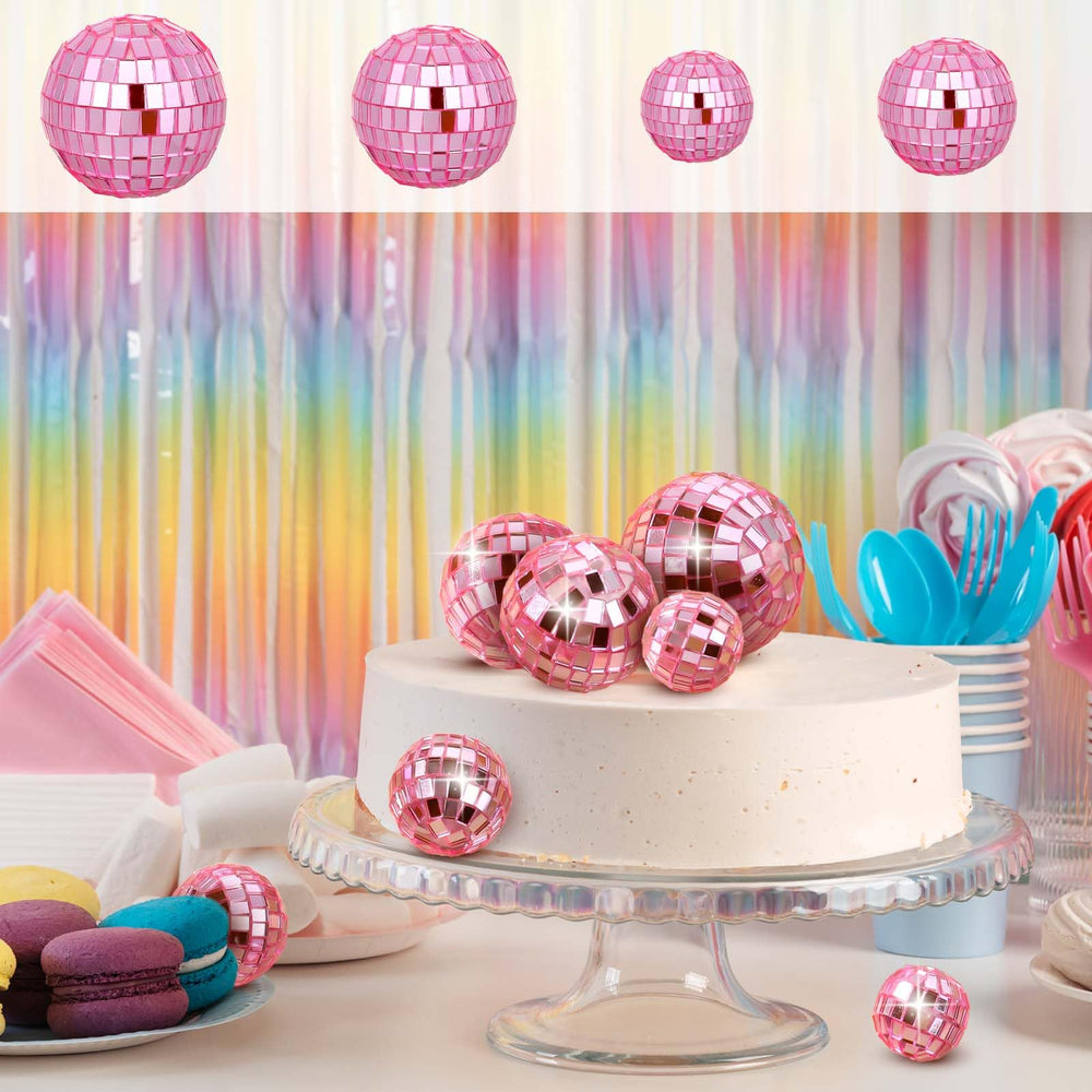 Abeillo pink disco ball cake topper 23mm ideal for party dessert displays