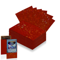 Abejita 100 red card sleeves front view protect MTG, Yu-Gi-Oh, and sports cards with shimmer.