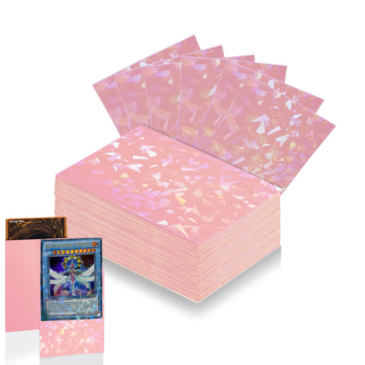 Abejita pink card sleeve with holographic cracked-ice front for MTG and Yu-Gi-Oh! cards.