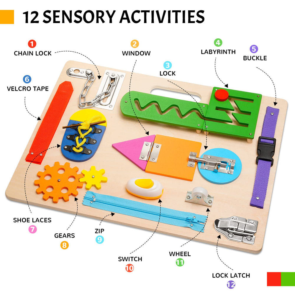 ABERLLS Busy Board gears and switches promote problem solving and dexterity.