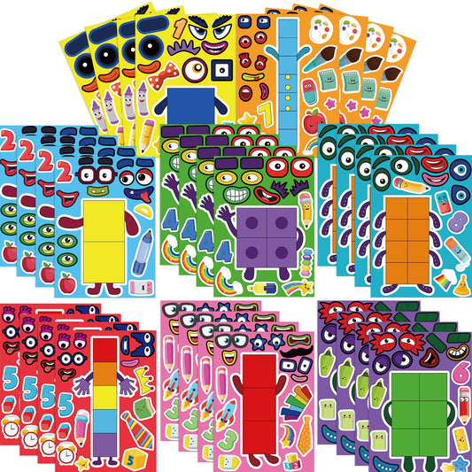 Abilat 32pcs number stickers in bright colors for playful learning and organization.