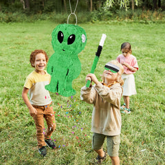 Close-up of Abilat green space alien pinata