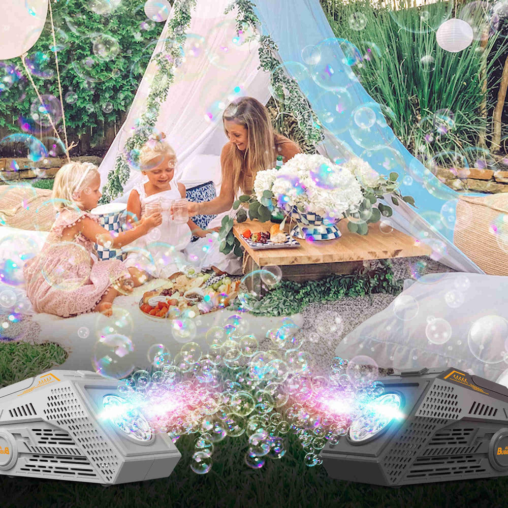 Abincee portable bubble machines ideal for outdoor events and celebrations.