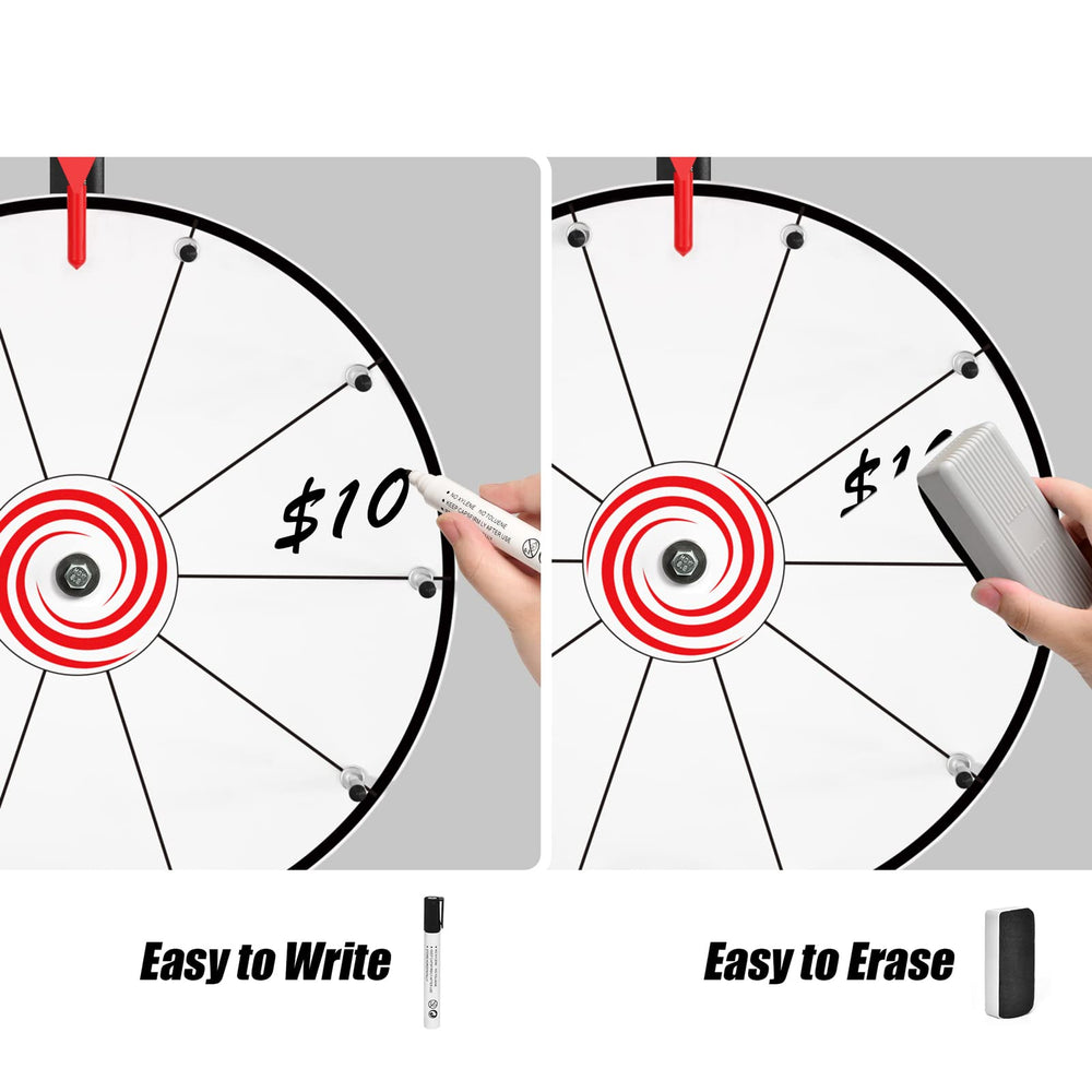 Abitcha prize wheel red rubber clicker adds lively, attention-grabbing sounds.