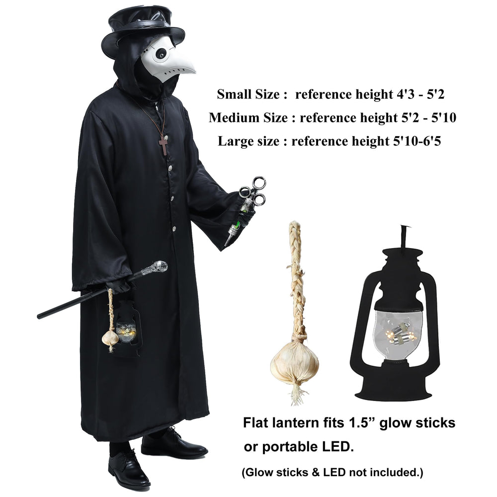 Absolute Vibe cross necklace complements the plague-doctor ensemble