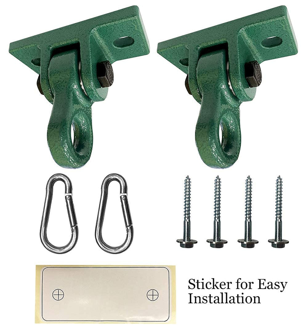 ABUSA green swing hangers side view highlighting rust-free aluminum construction