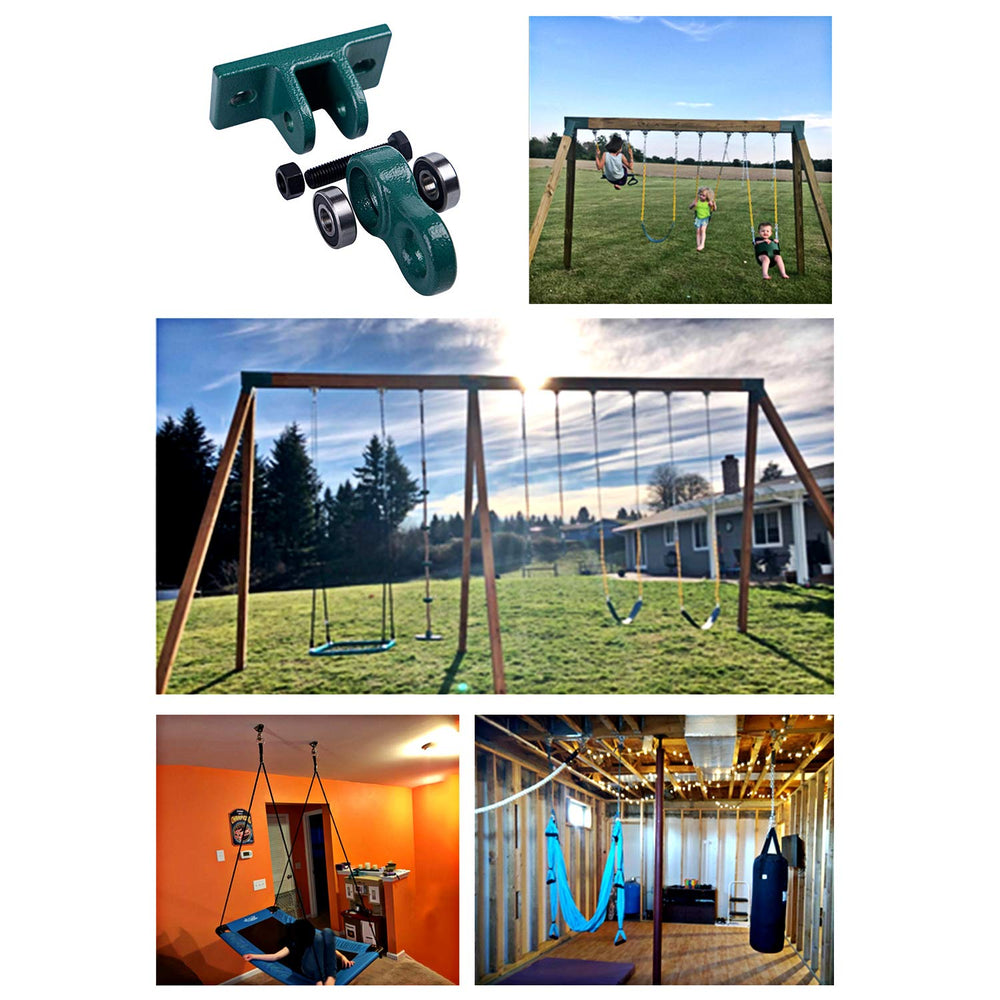 ABUSA multi-use swing hanger showing applications for swings and yoga