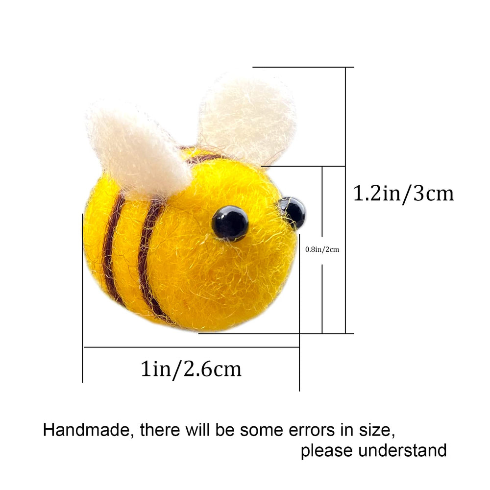 AcceLeah closeup of yellow and black bee felt ball for creative embellishments.