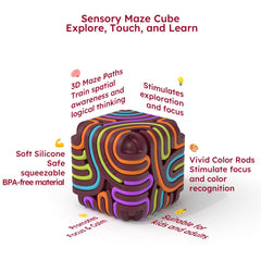 Accevo sensory cube with vibrant colors for calm, screen-free play.