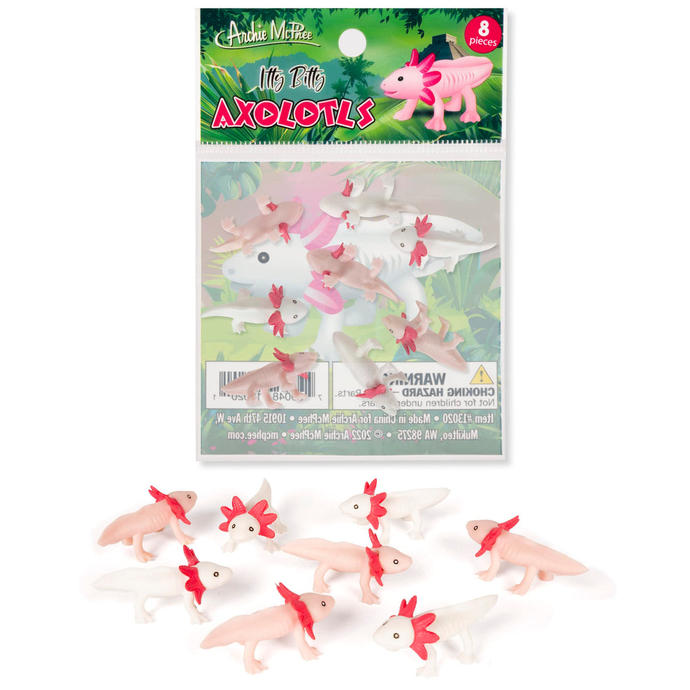 Archie McPhee Itty Bitty Axolotls smiling shelf decor